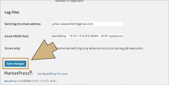 「Save Changes」を押す