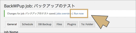 「Run now」をクリックする