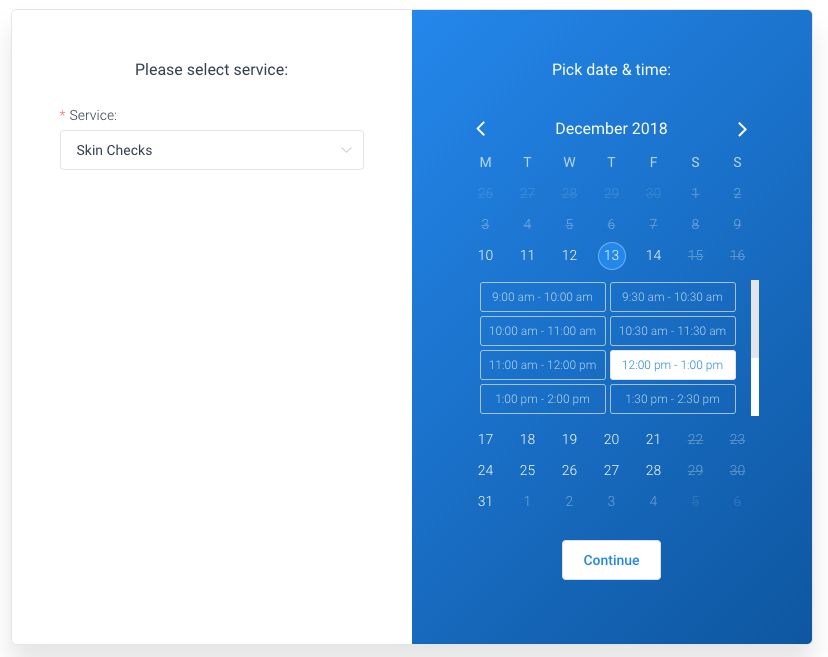 カレンダー予約画面